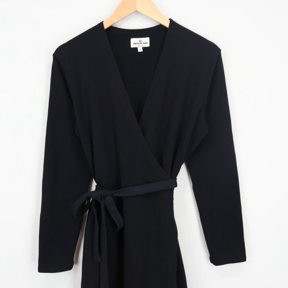 American Giant Women's Wrap Dress Black Size Medium NWOT - Picture 3 of 7